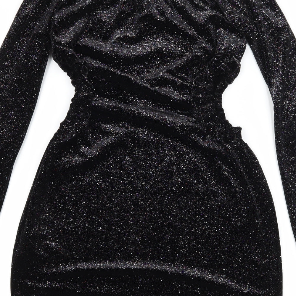 Kiah Womens Black  Velvet Bodycon  Size 10  - Cut Out Sides