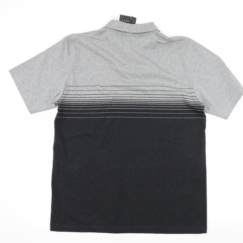 NEXT Mens Grey Striped Jersey  Polo Size L
