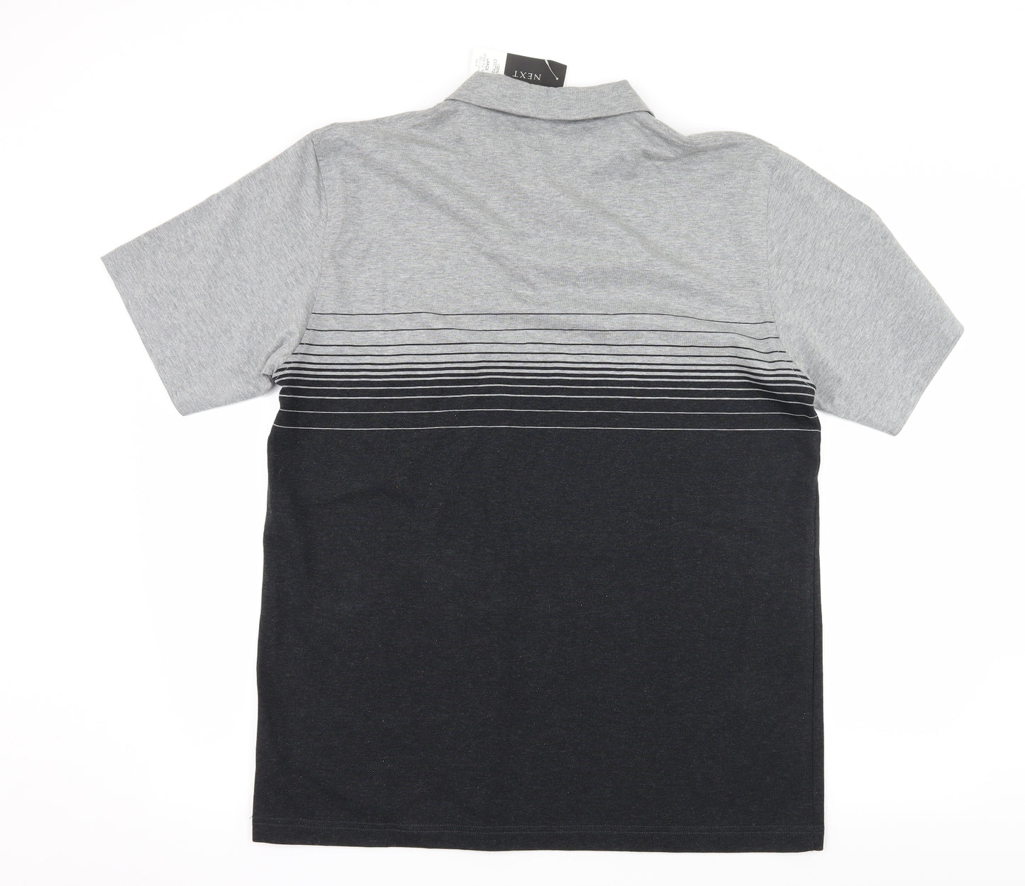 NEXT Mens Grey Striped Jersey  Polo Size L