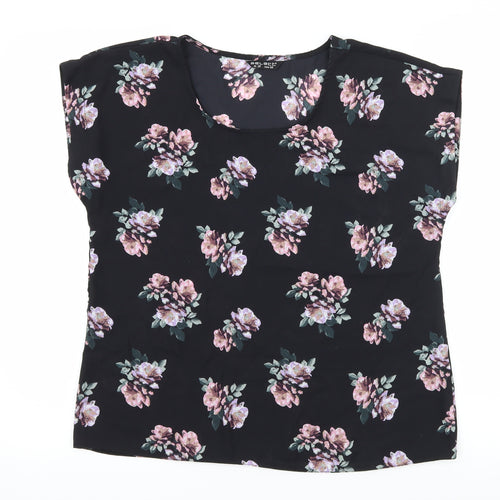 Select Womens Black Floral  Basic Blouse Size 12