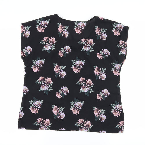 Select Womens Black Floral  Basic Blouse Size 12