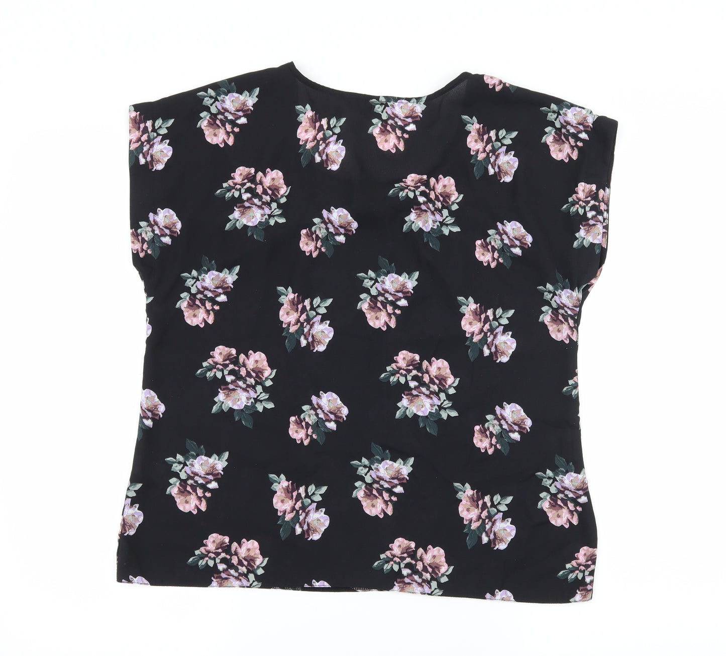 Select Womens Black Floral  Basic Blouse Size 12