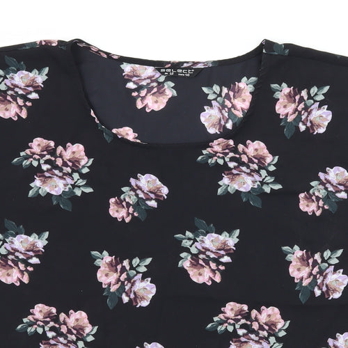 Select Womens Black Floral  Basic Blouse Size 12