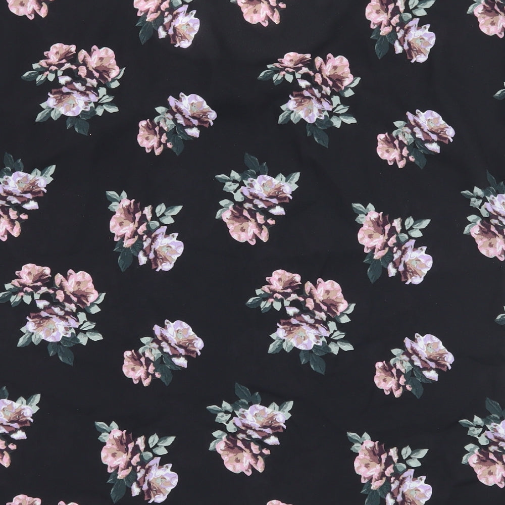 Select Womens Black Floral  Basic Blouse Size 12