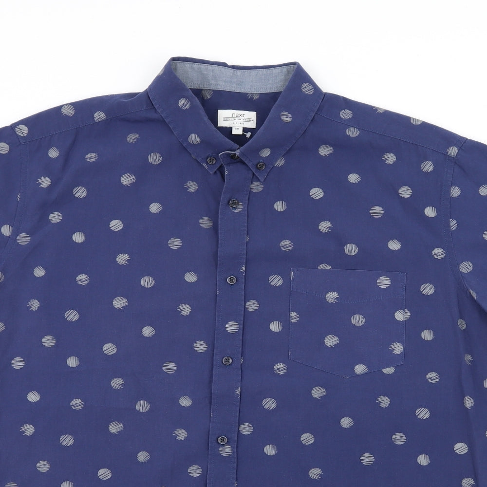 George Mens Blue Polka Dot   Button-Up Size 2XL