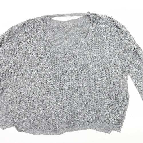 Boohoo Womens Grey  Knit Pullover Jumper Size 18