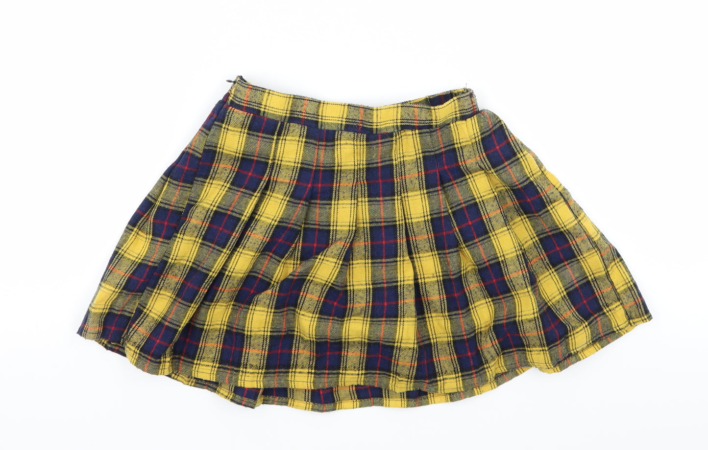 SheIn Girls Yellow Plaid  Flare Skirt Size 8 Years
