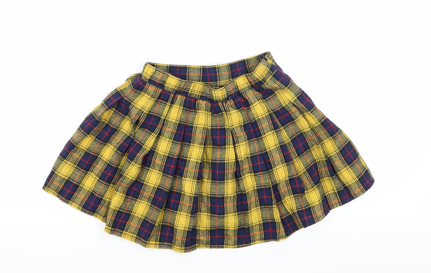 SheIn Girls Yellow Plaid  Flare Skirt Size 8 Years