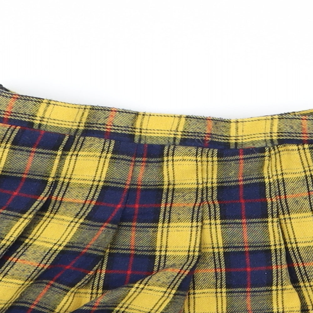 SheIn Girls Yellow Plaid  Flare Skirt Size 8 Years