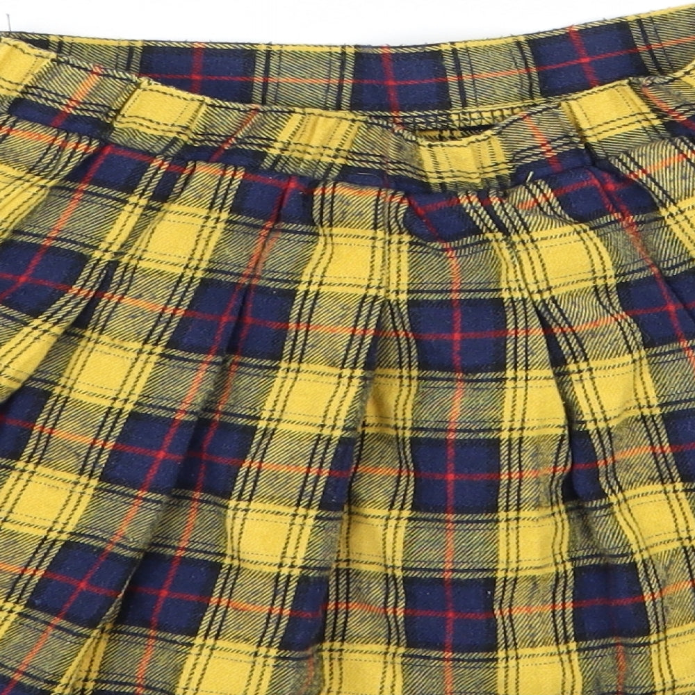 SheIn Girls Yellow Plaid  Flare Skirt Size 8 Years