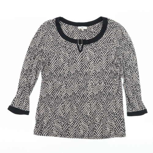 CC Womens Brown Check Jersey Basic T-Shirt Size S
