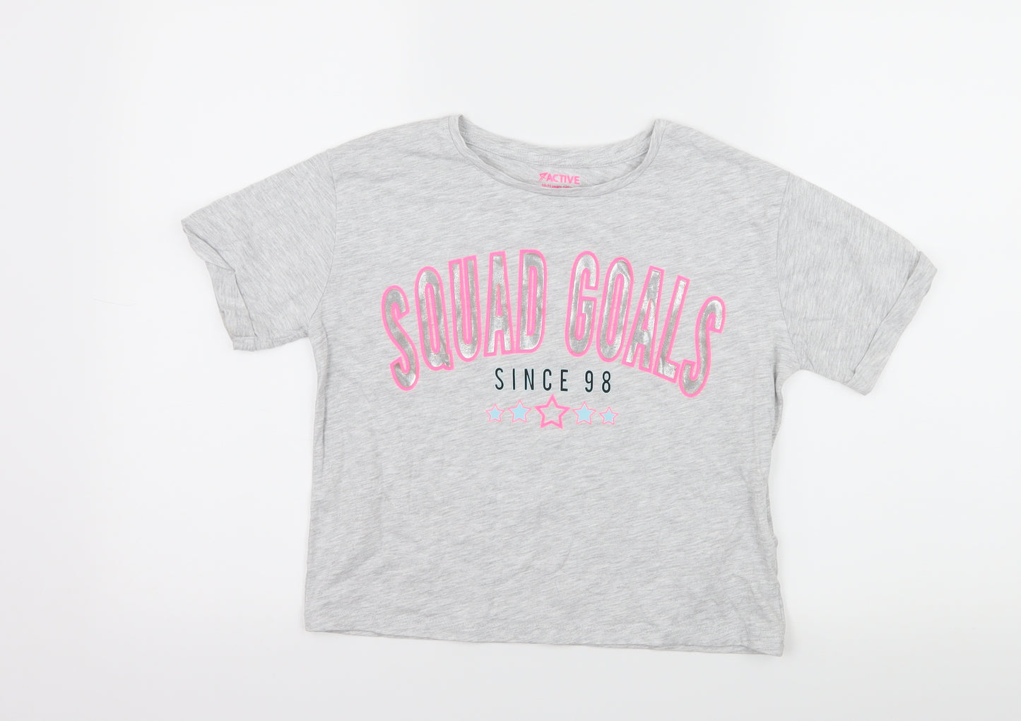 Primark Girls Grey  Jersey Basic T-Shirt Size 10-11 Years  - Squad Goals