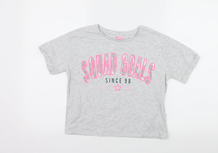 Primark Girls Grey  Jersey Basic T-Shirt Size 10-11 Years  - Squad Goals