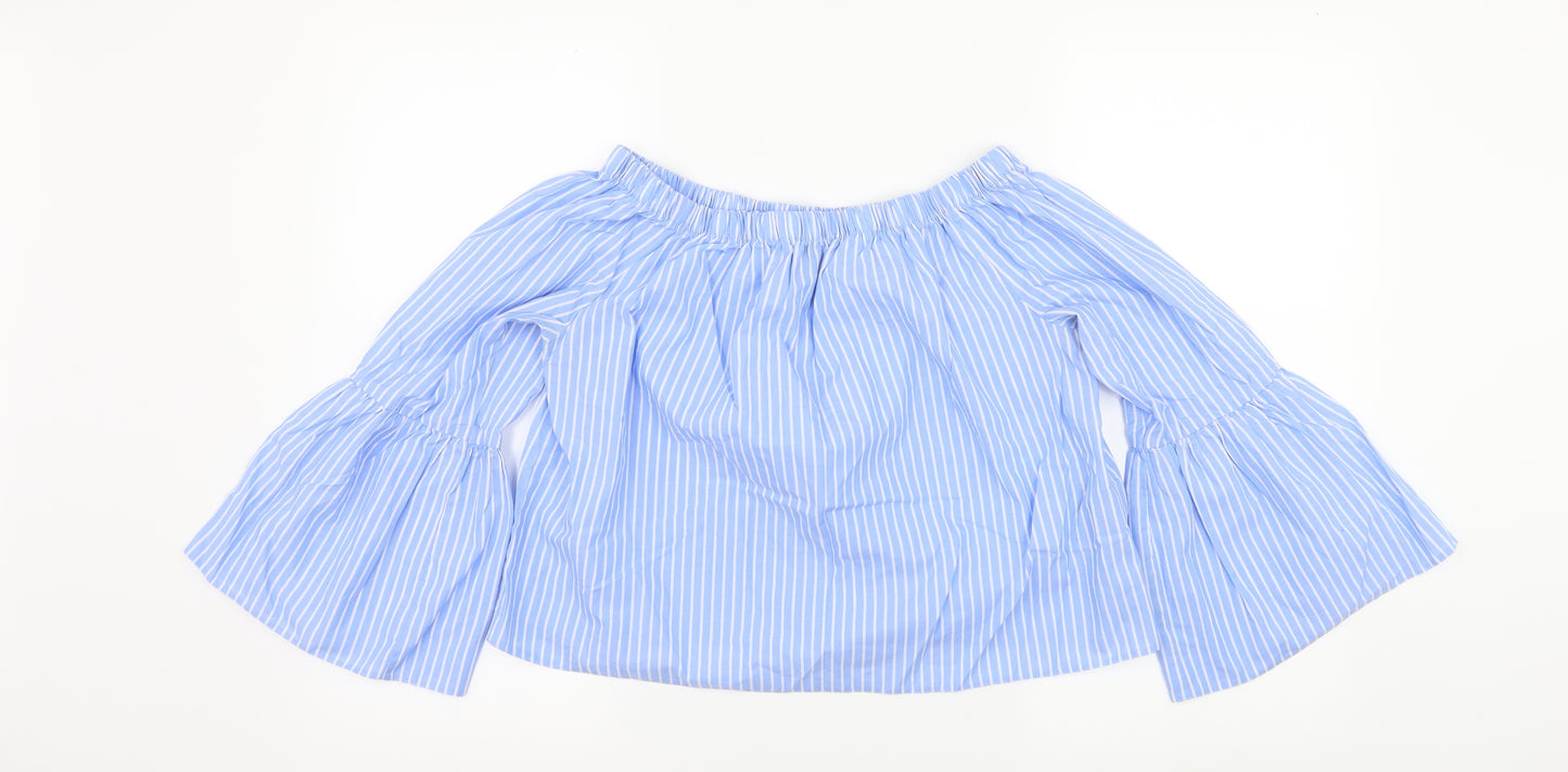 New Look Womens Blue Striped  Basic Blouse Size 12