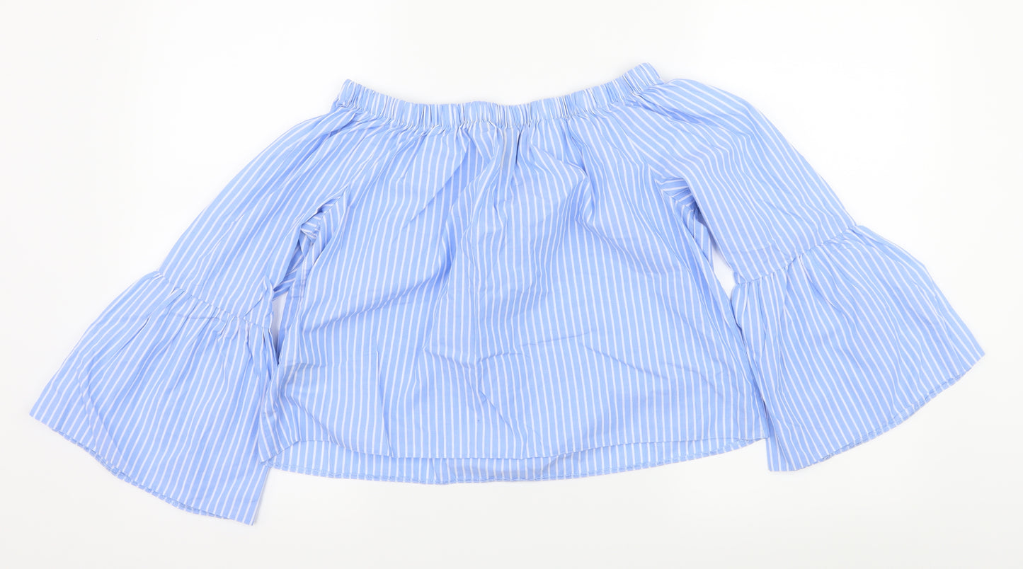 New Look Womens Blue Striped  Basic Blouse Size 12