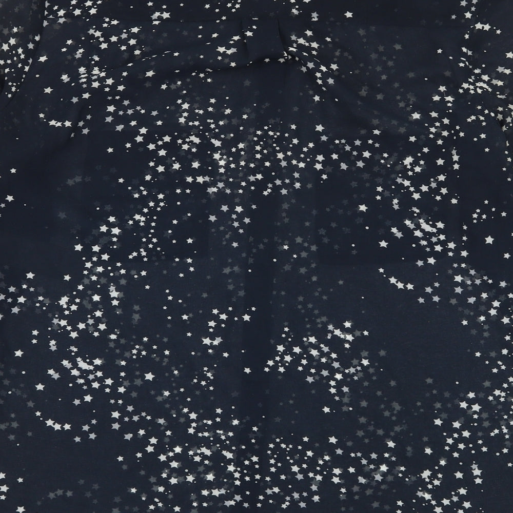 Mint Velvet Womens Blue Geometric  Basic Button-Up Size 8  - stars