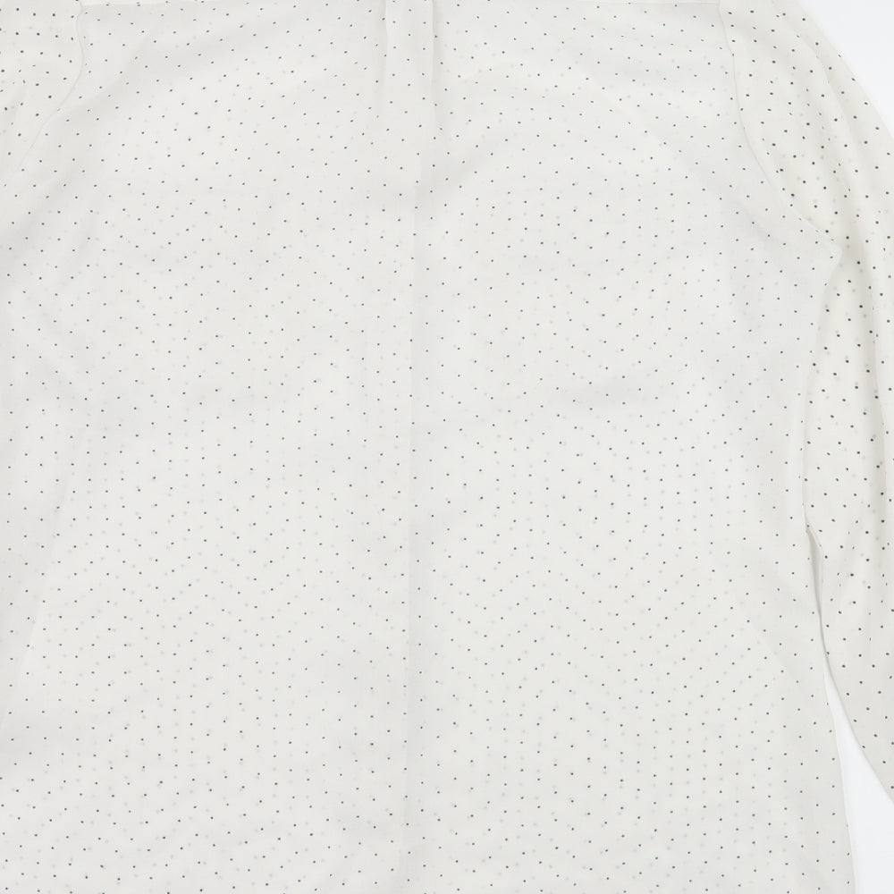 Blue Inc Womens White Polka Dot  Basic Blouse Size 12