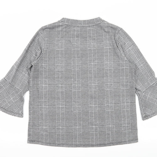 H&M Womens Grey Check Jersey Pullover Sweatshirt Size M