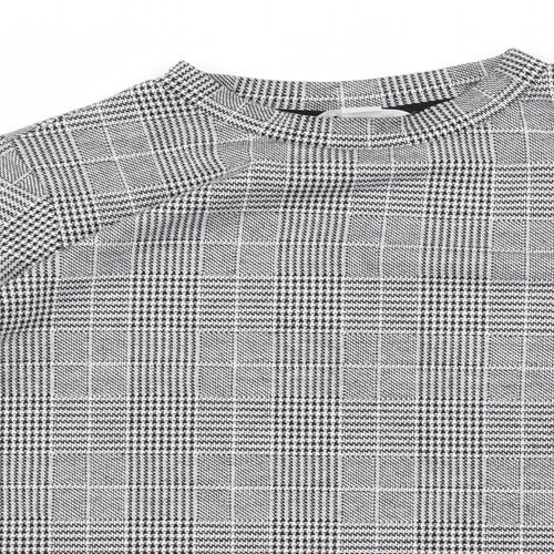 H&M Womens Grey Check Jersey Pullover Sweatshirt Size M