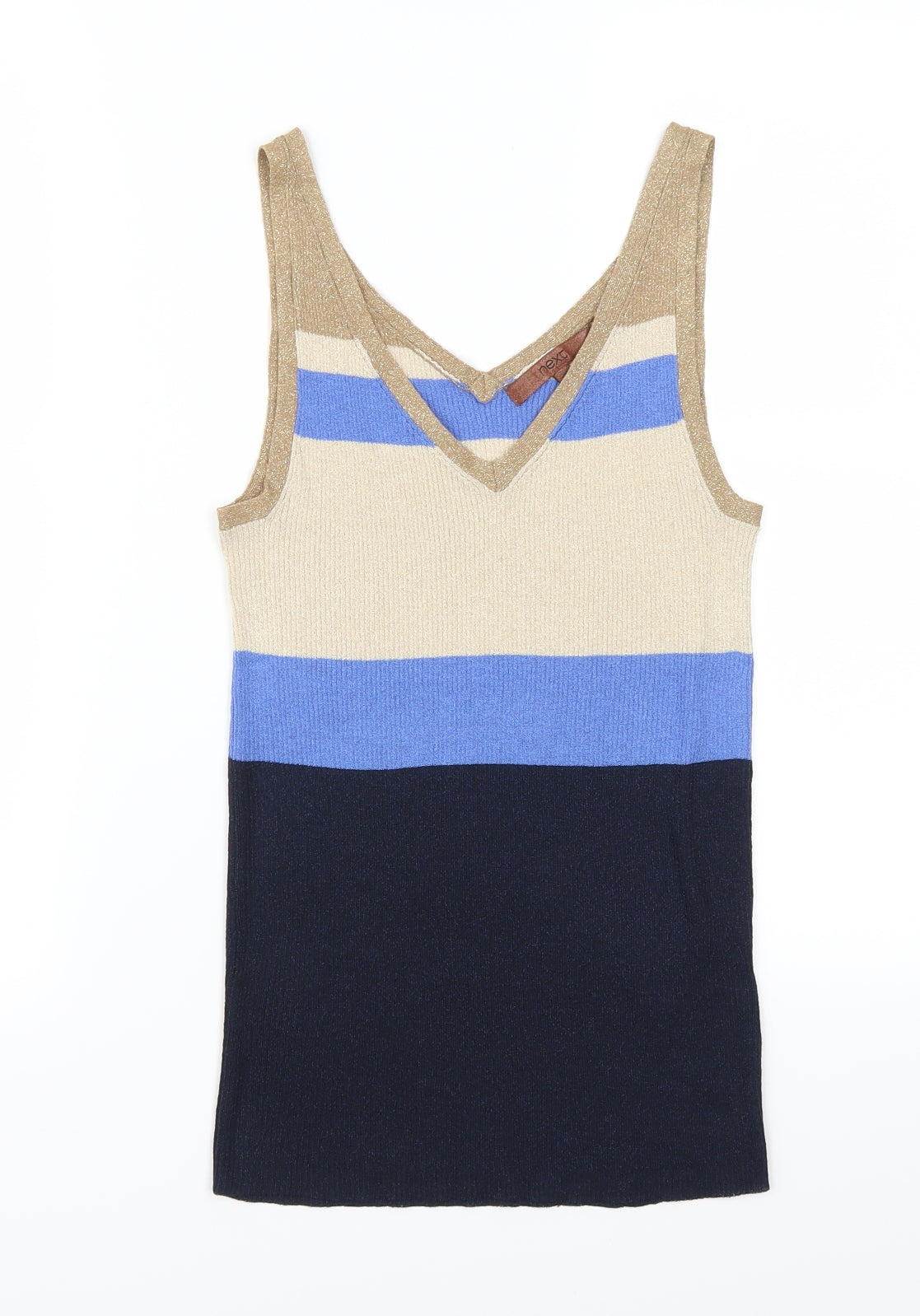 NEXT Womens Blue Striped  Basic Tank Size 10  - Beige