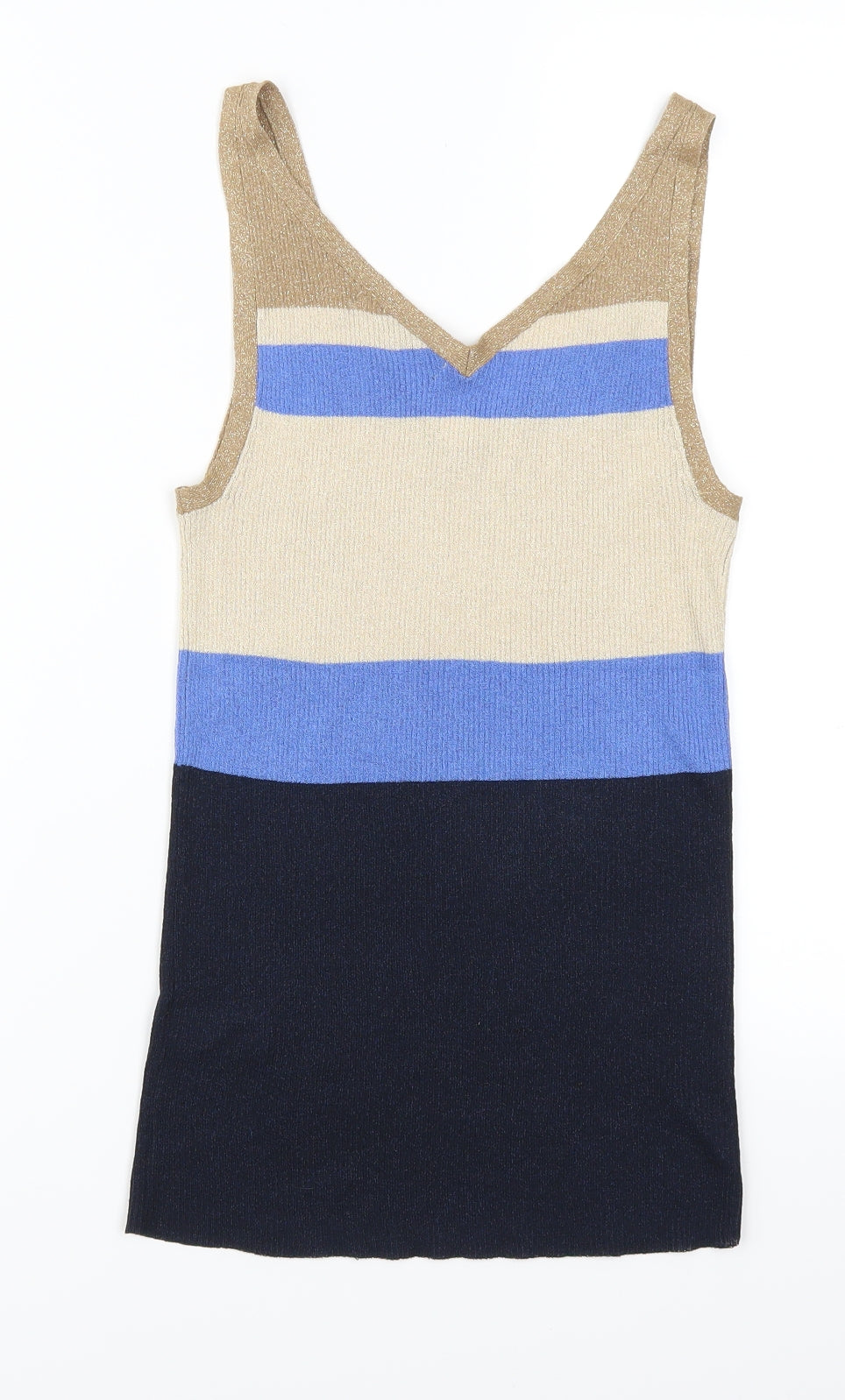 NEXT Womens Blue Striped  Basic Tank Size 10  - Beige