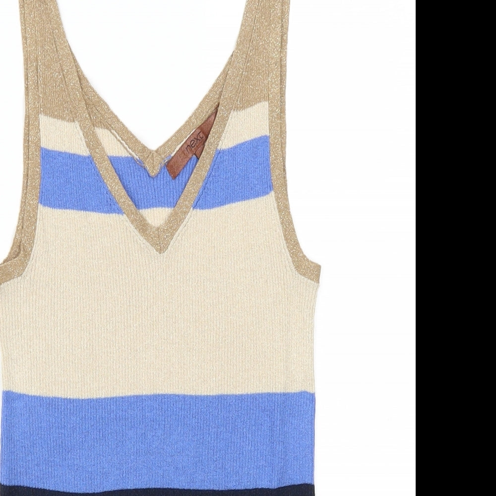 NEXT Womens Blue Striped  Basic Tank Size 10  - Beige