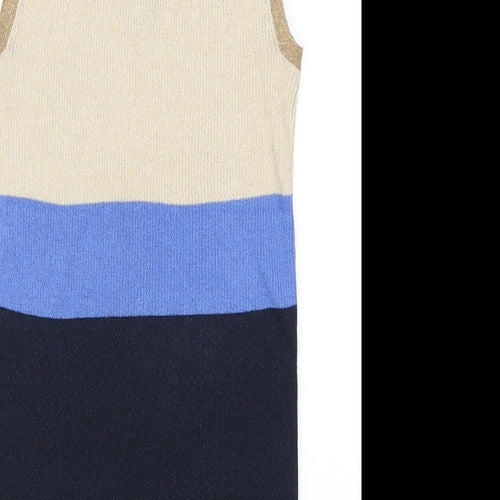 NEXT Womens Blue Striped  Basic Tank Size 10  - Beige