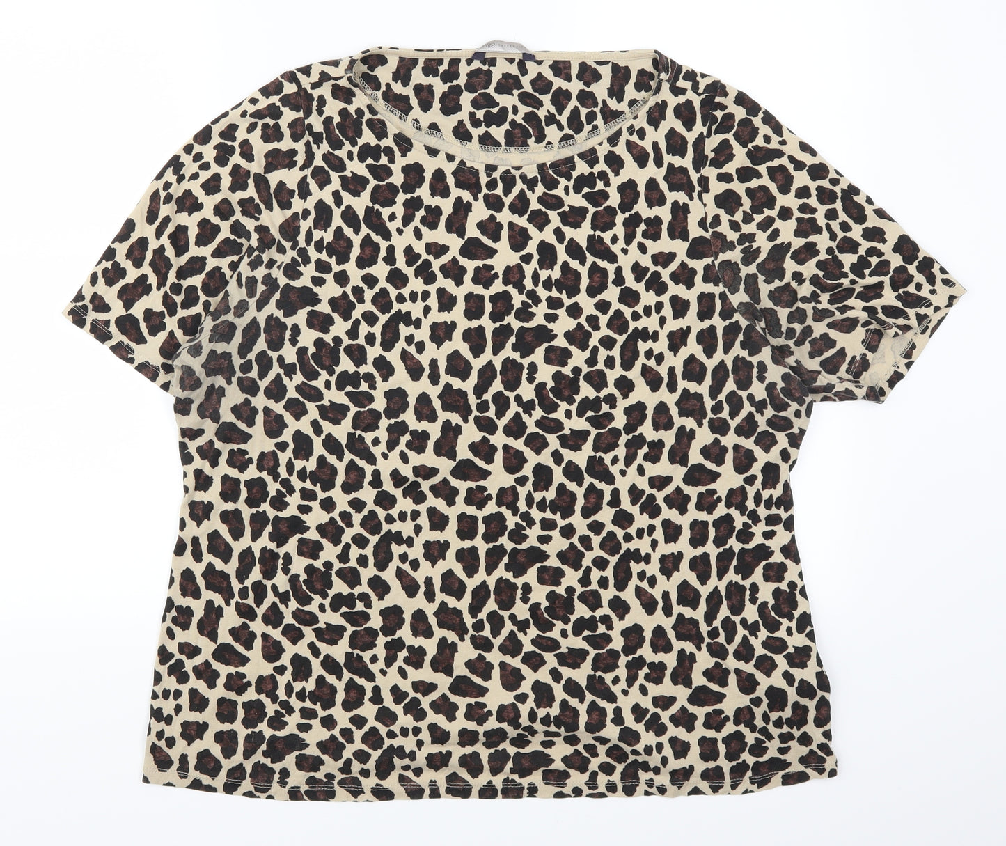 Marks and Spencer Womens Brown Animal Print  Basic T-Shirt Size 22