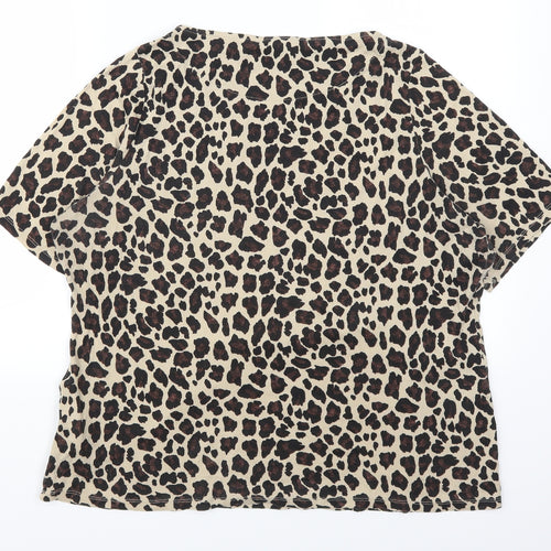 Marks and Spencer Womens Brown Animal Print  Basic T-Shirt Size 22
