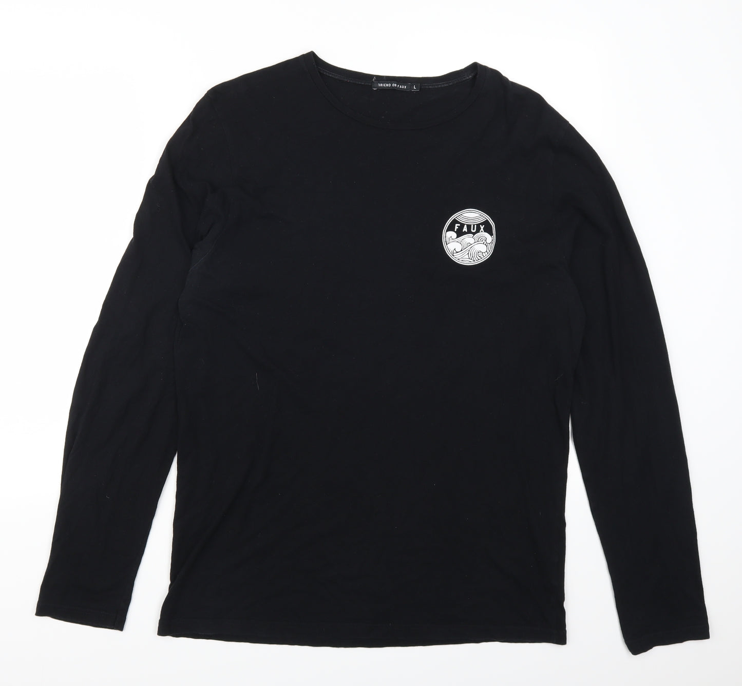 Friend or Faux Mens Black    T-Shirt Size L