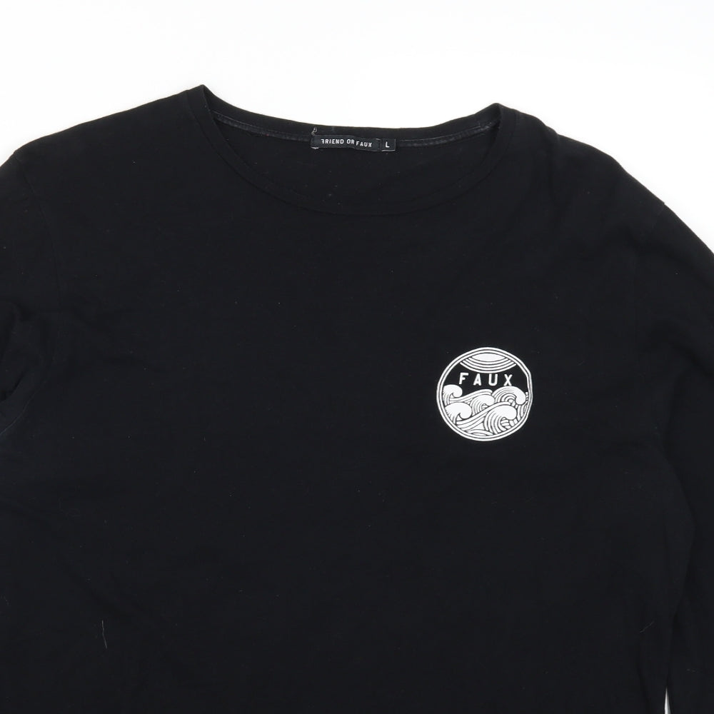 Friend or Faux Mens Black    T-Shirt Size L