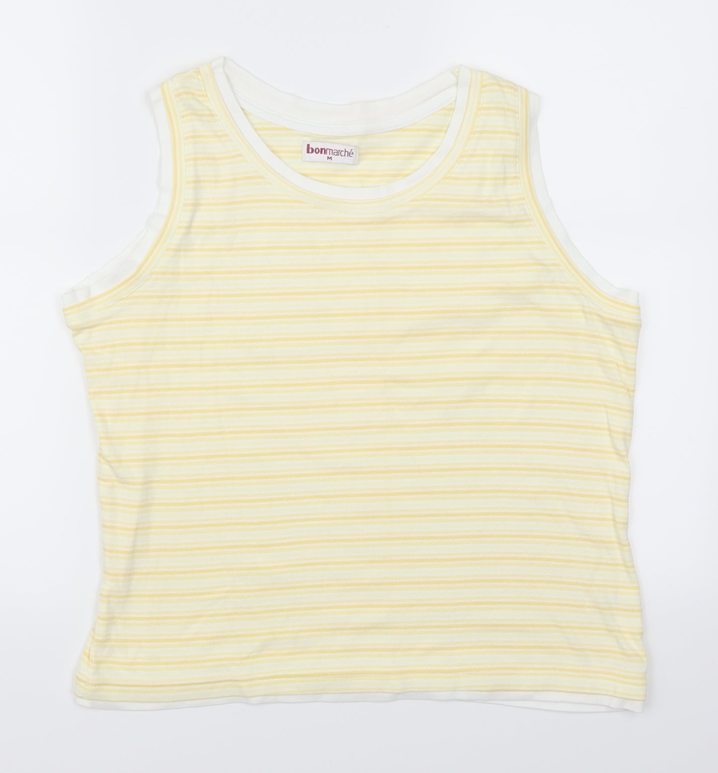 Bonmarché Womens Yellow Striped  Basic Tank Size M
