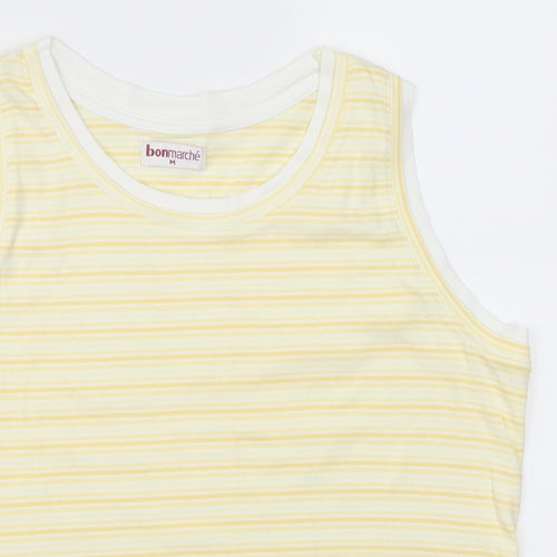 Bonmarché Womens Yellow Striped  Basic Tank Size M