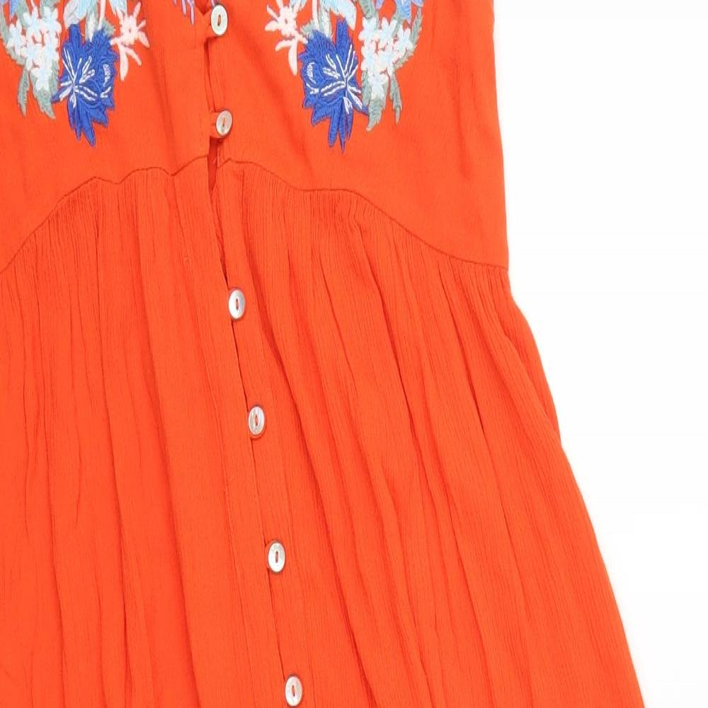 Topshop Womens Red Floral  Tank Dress  Size S