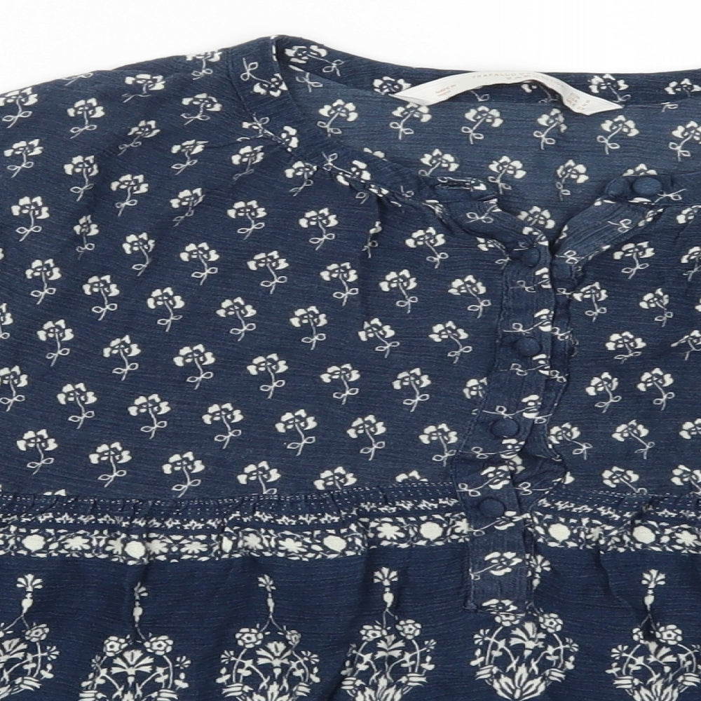Zara Womens Blue Geometric  Basic Blouse Size S