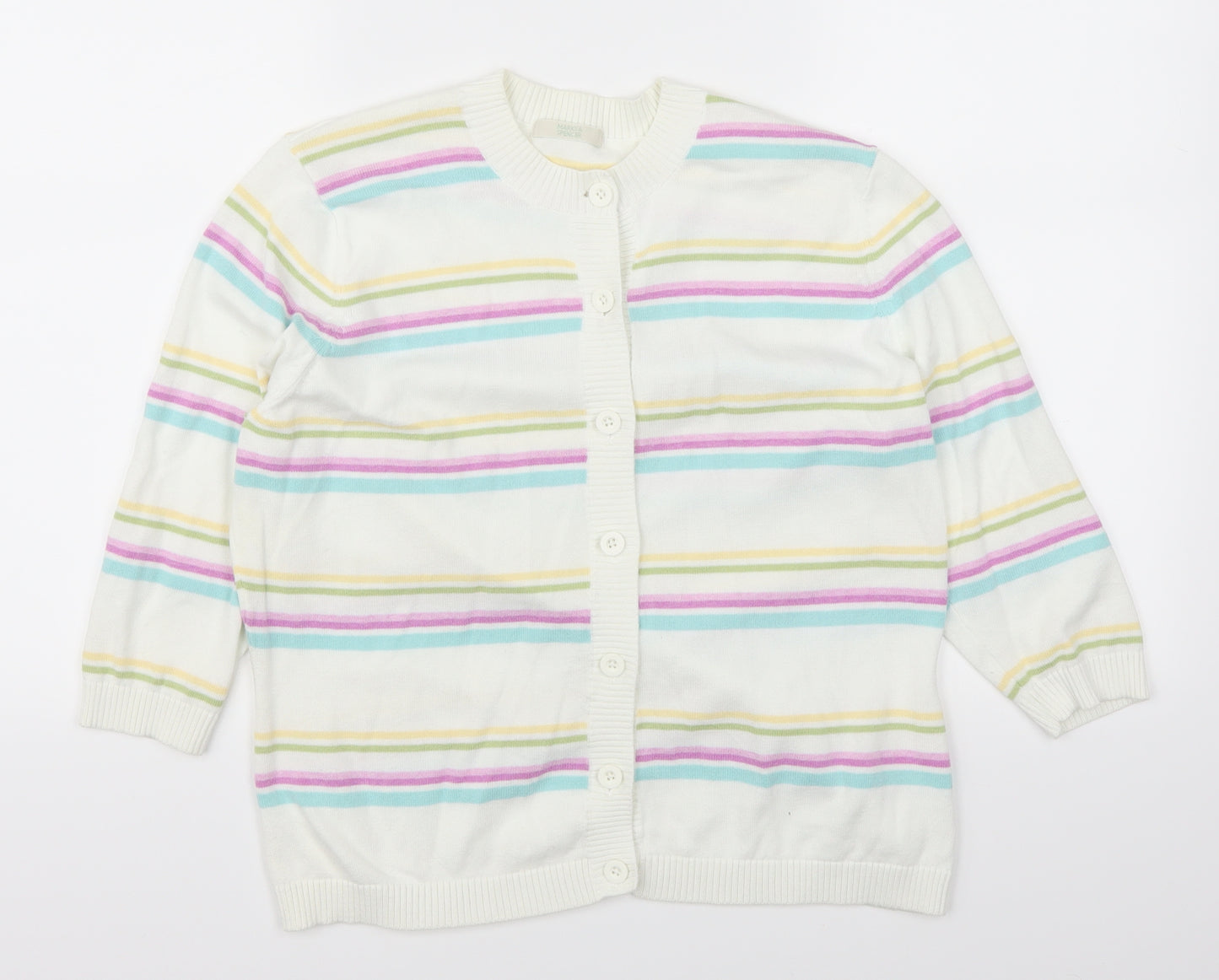 Marks and Spencer Womens Multicoloured Striped  Cardigan Jumper Size 14