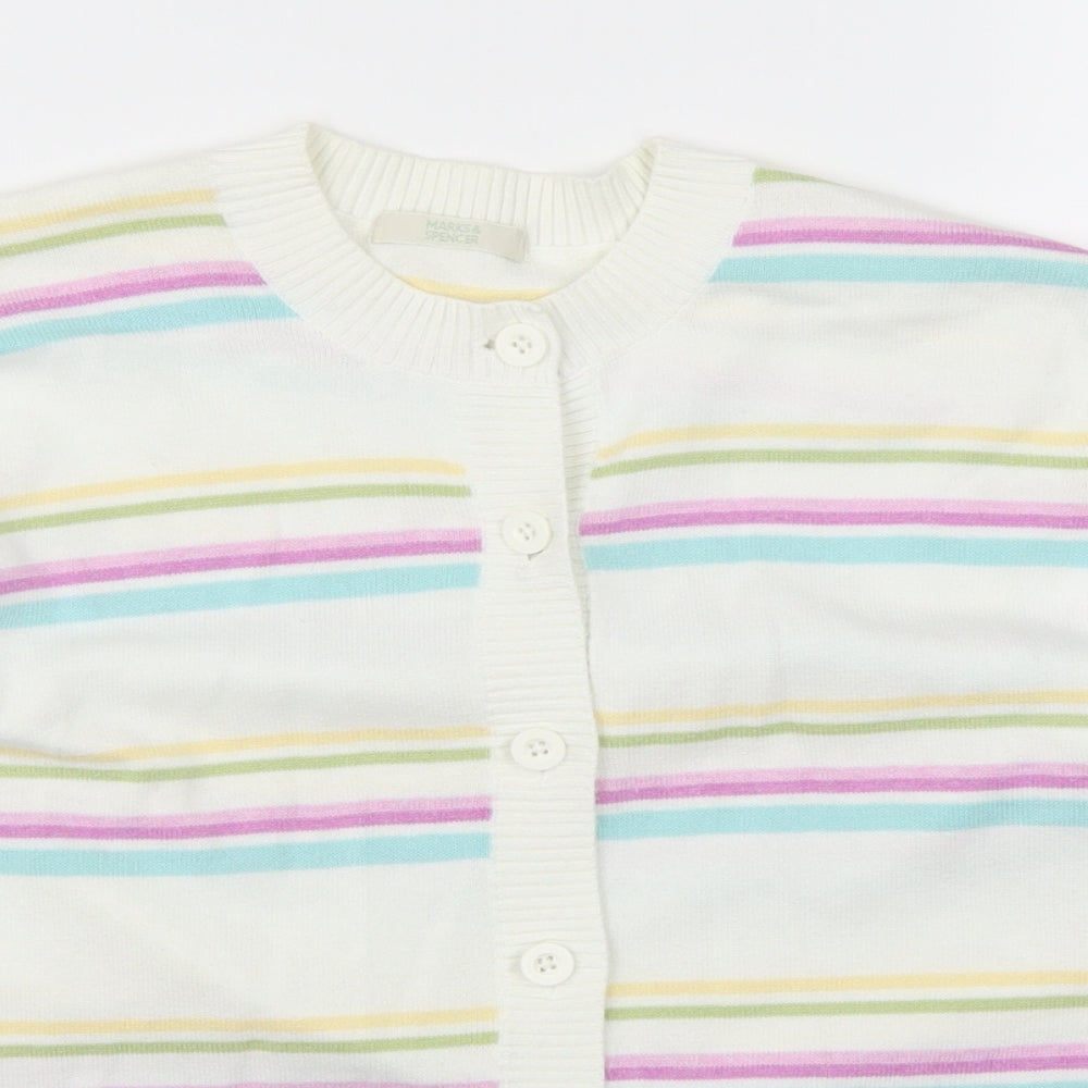 Marks and Spencer Womens Multicoloured Striped  Cardigan Jumper Size 14