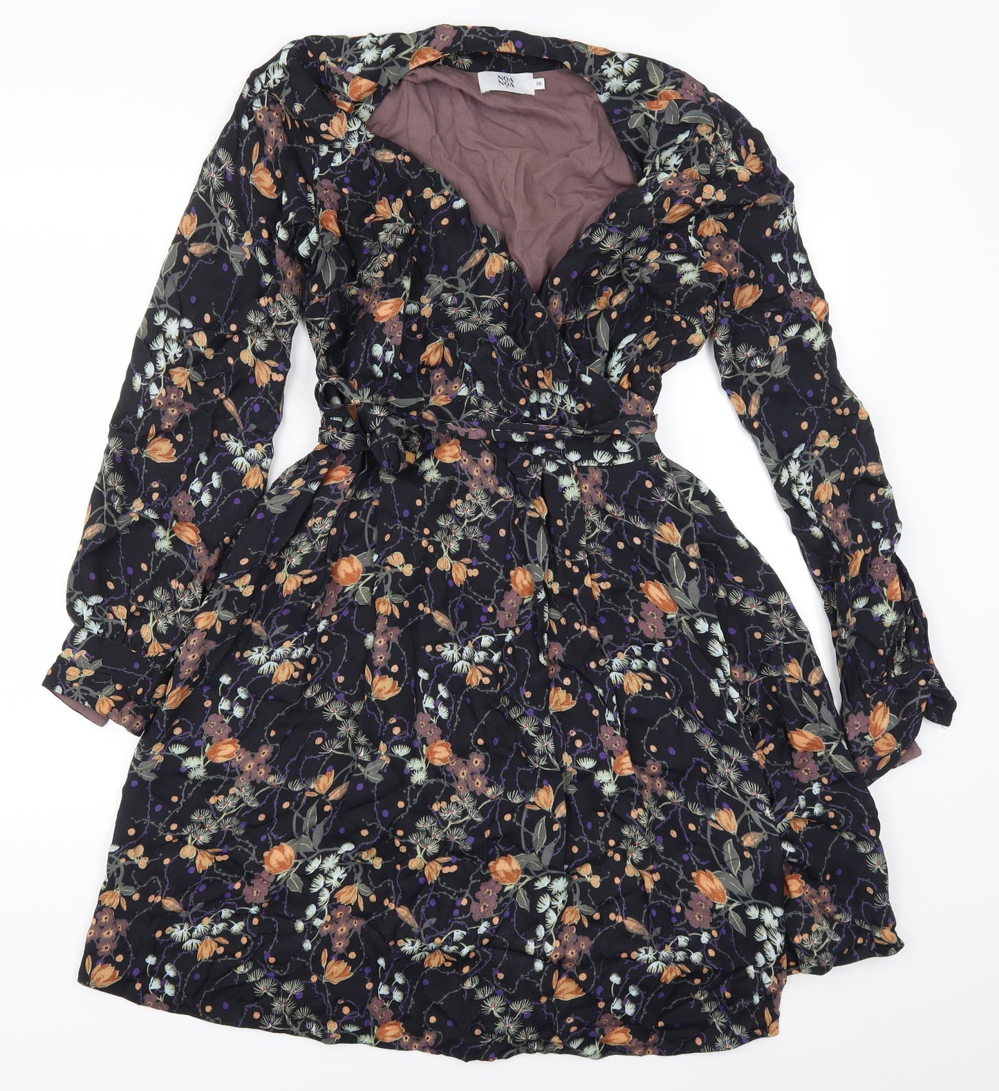 Noa Noa Womens Black Floral  Trapeze & Swing  Size 8