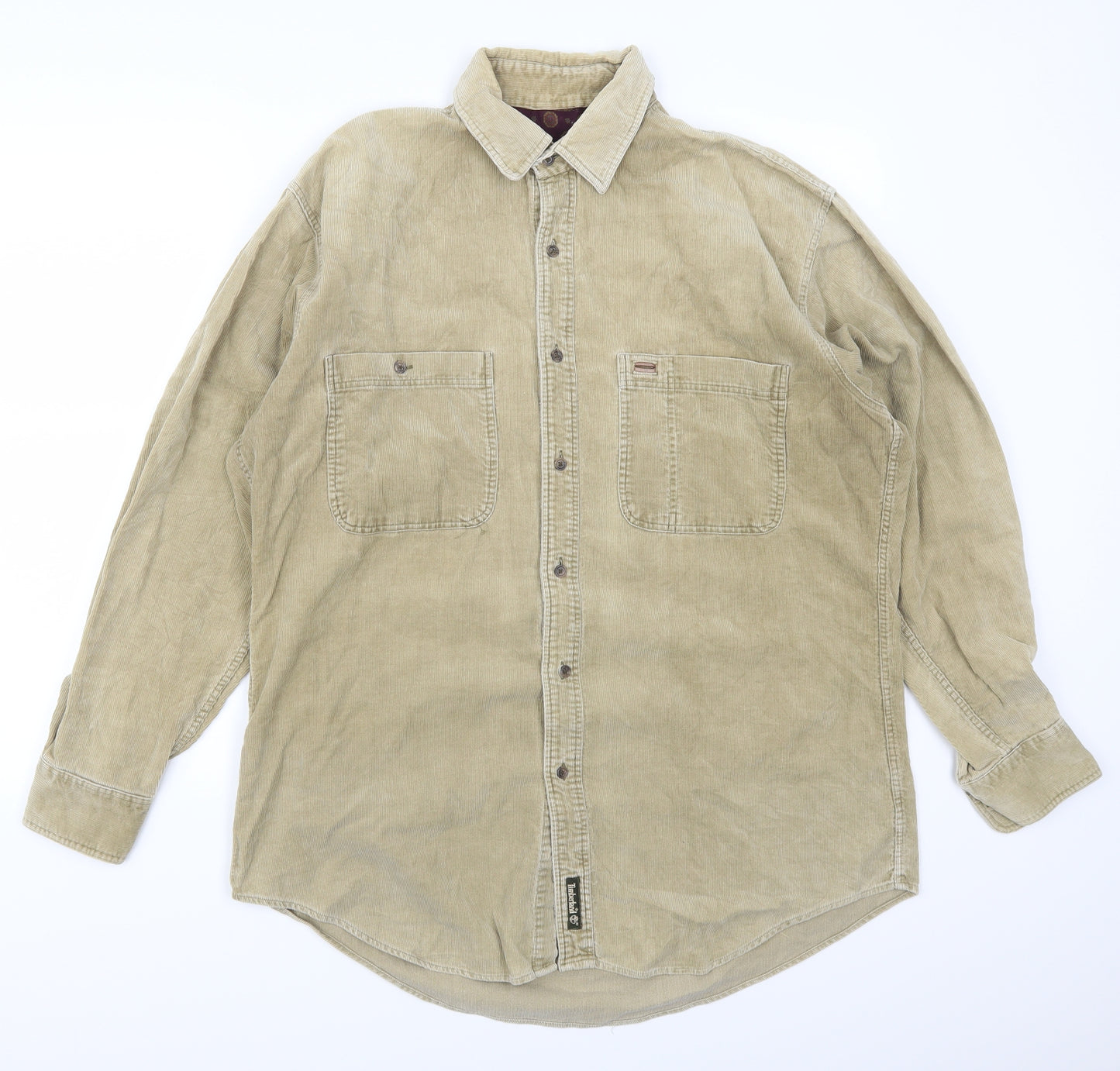 Timberland Mens Beige  Corduroy  Button-Up Size M