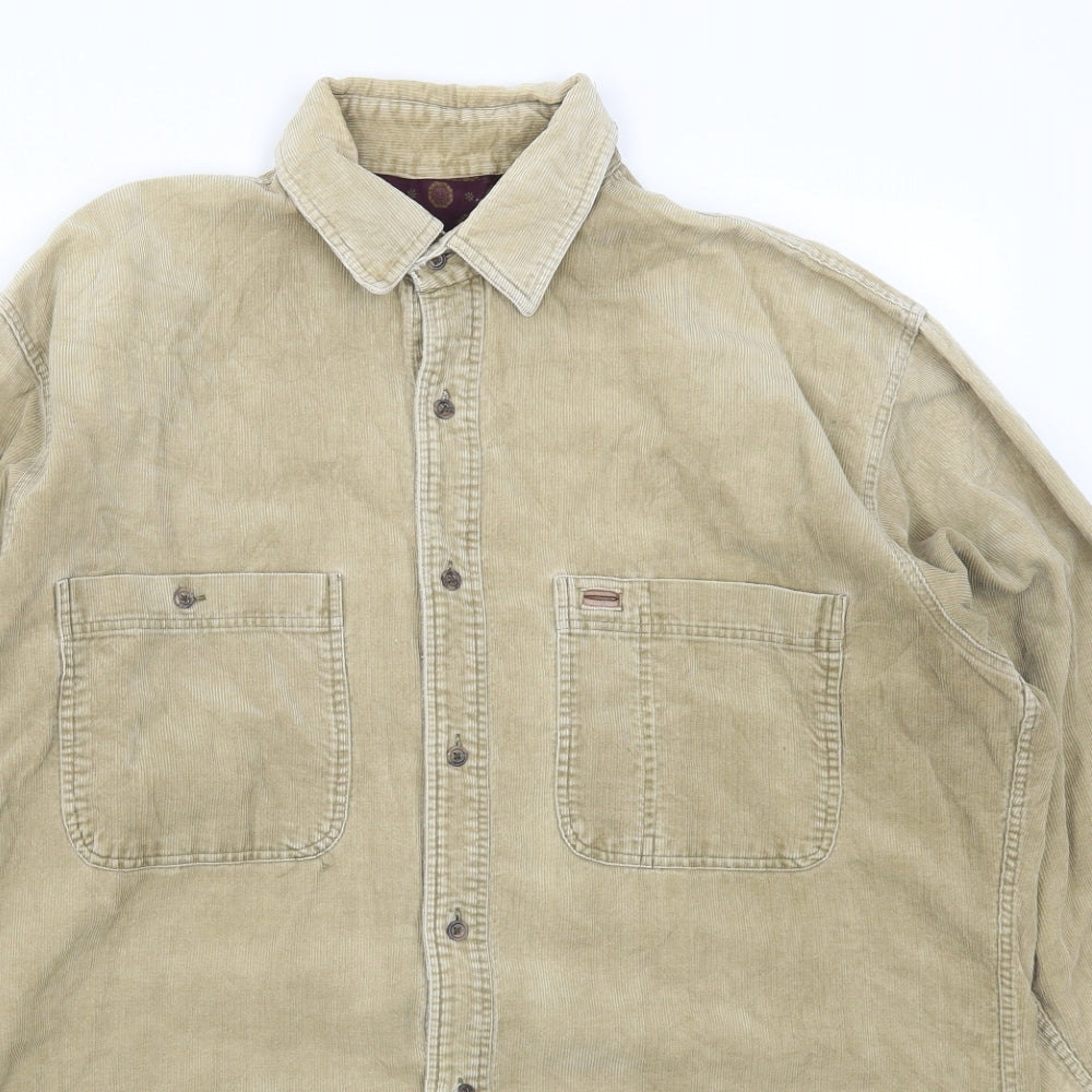 Timberland Mens Beige  Corduroy  Button-Up Size M