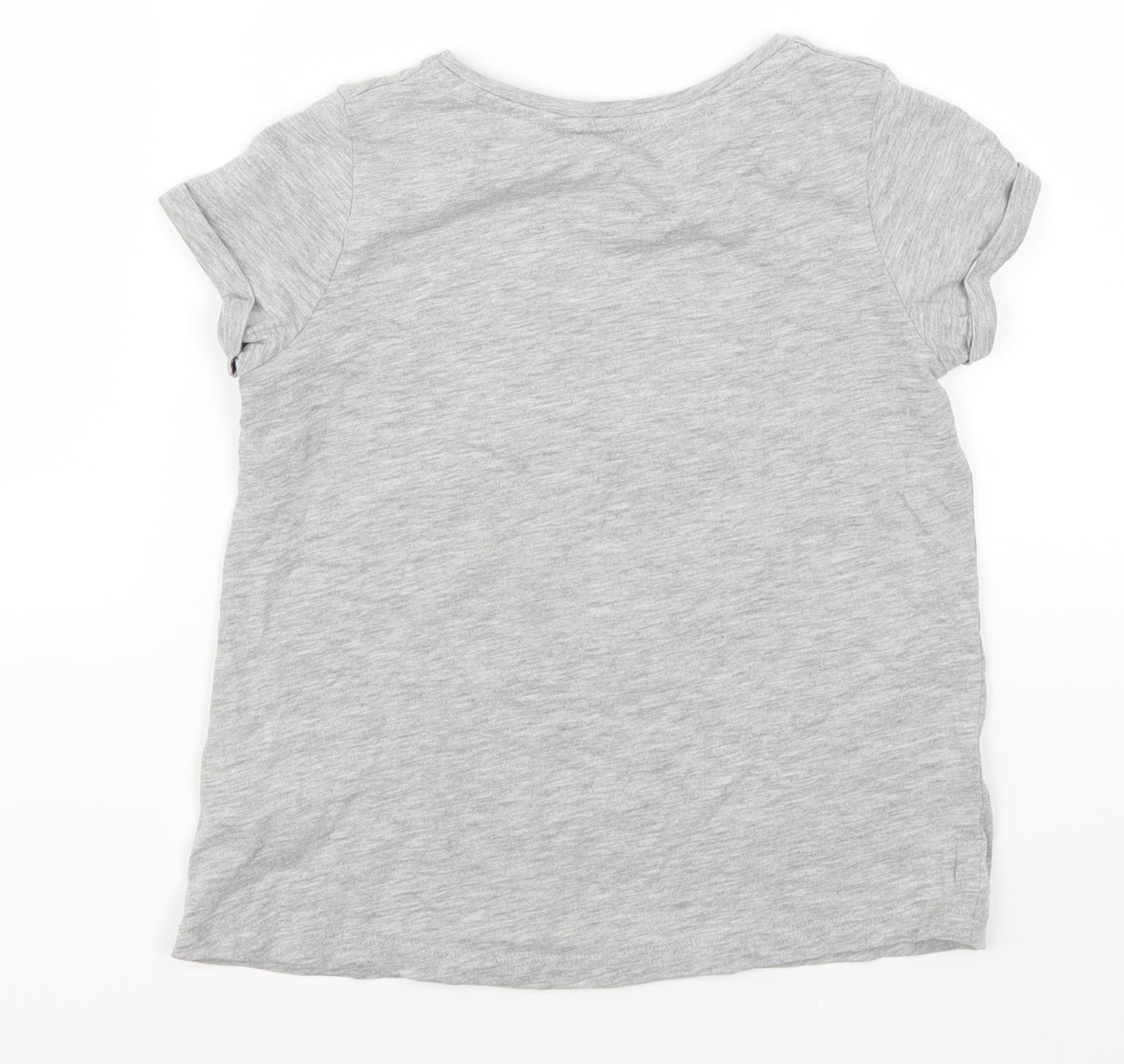 H&M Girls Grey   Basic T-Shirt Size 7-8 Years  - Unicorn
