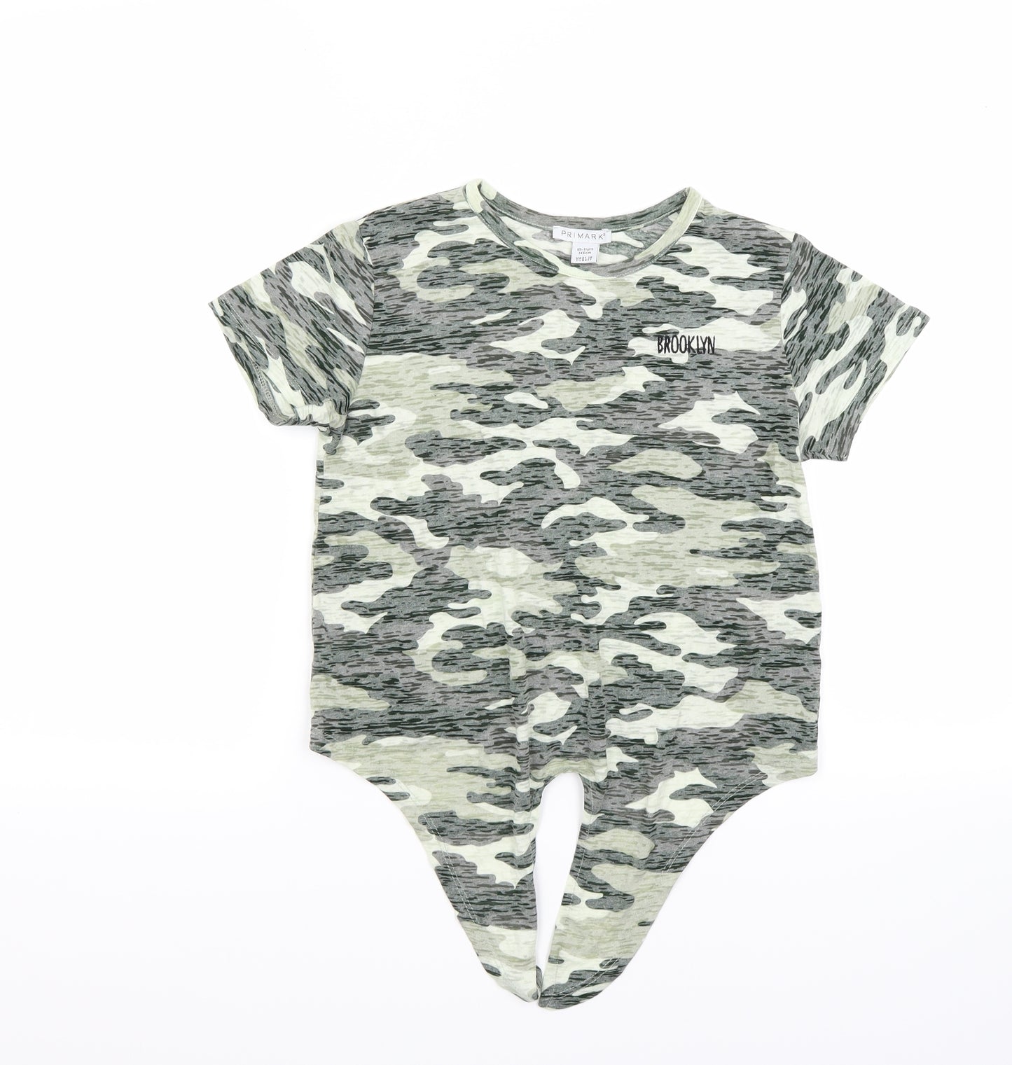 Primark Girls Green Camouflage  Basic T-Shirt Size 11-12 Years