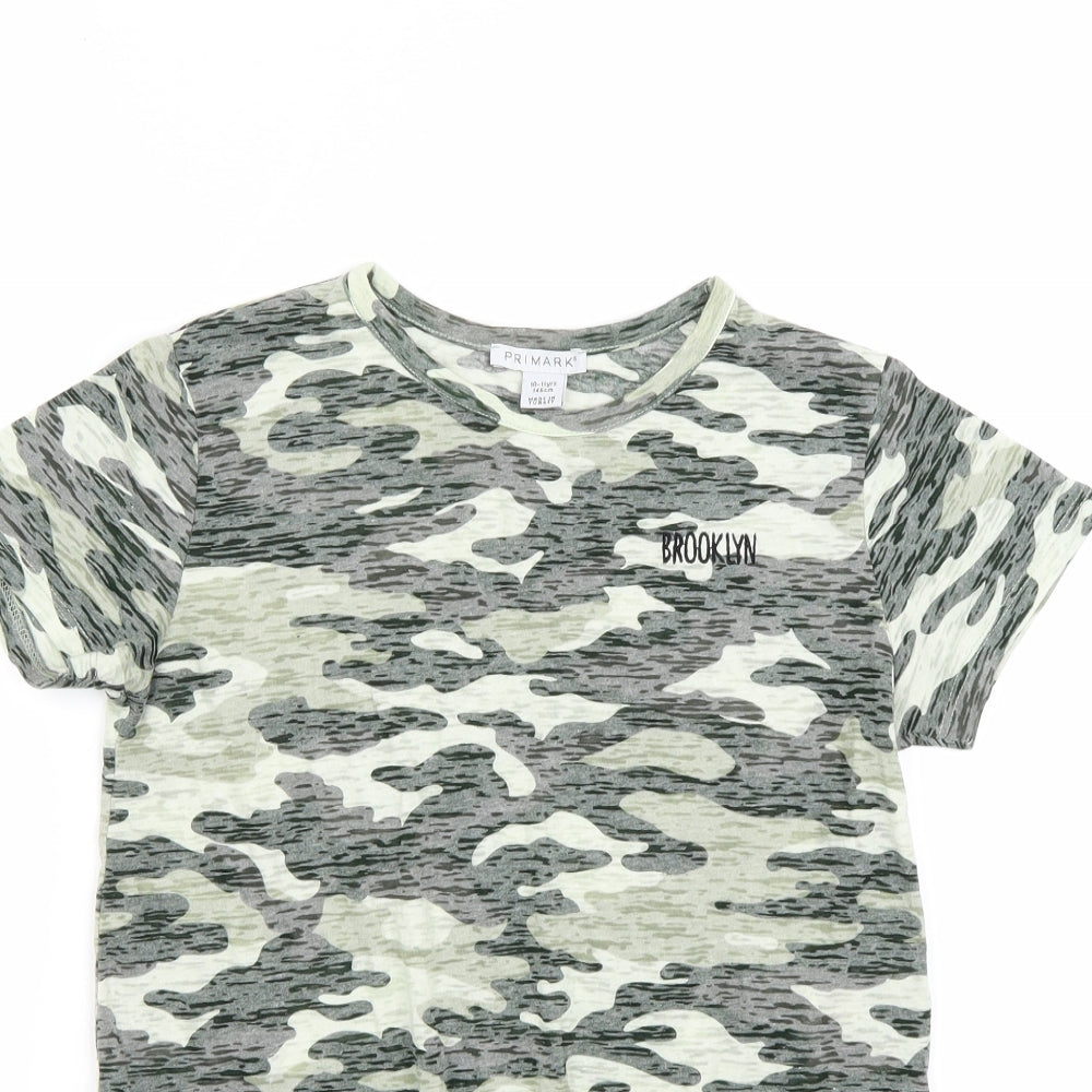 Primark Girls Green Camouflage  Basic T-Shirt Size 11-12 Years