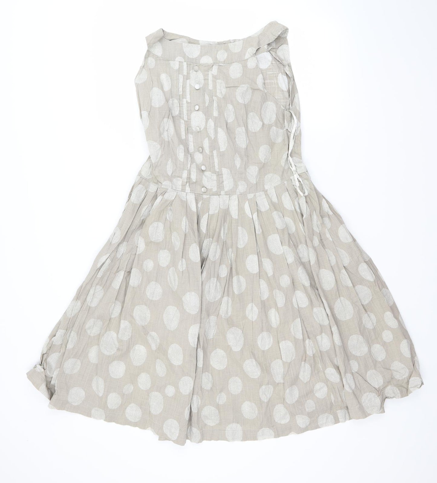 NEXT Womens Beige Polka Dot  Fit & Flare  Size 14