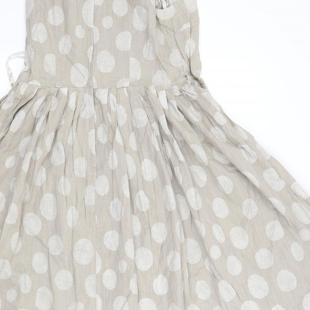 NEXT Womens Beige Polka Dot  Fit & Flare  Size 14