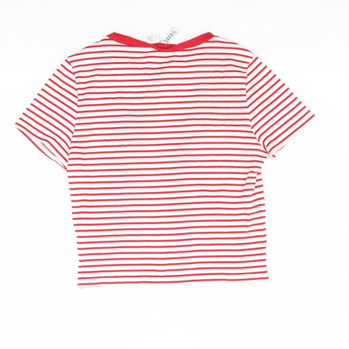 H&M Womens Red Striped  Basic T-Shirt Size L  - crop top