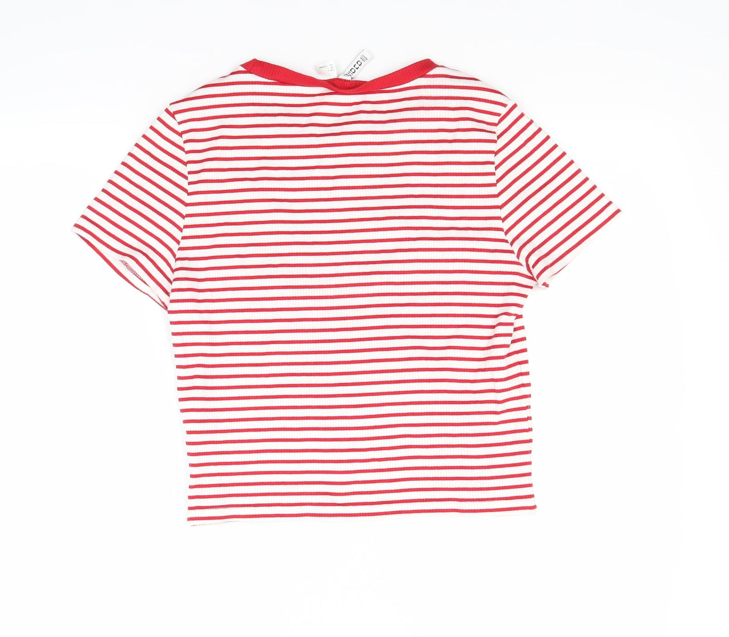 H&M Womens Red Striped  Basic T-Shirt Size L  - crop top