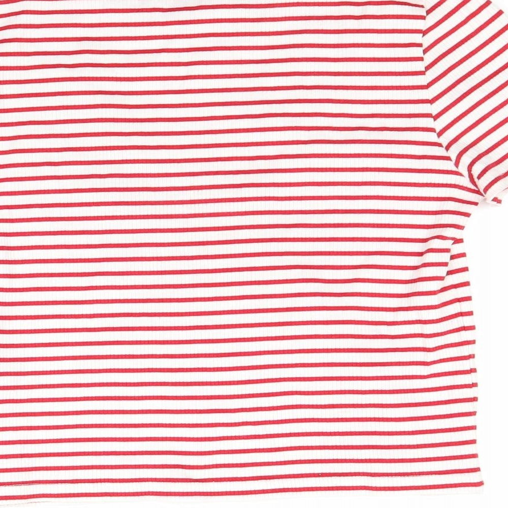 H&M Womens Red Striped  Basic T-Shirt Size L  - crop top