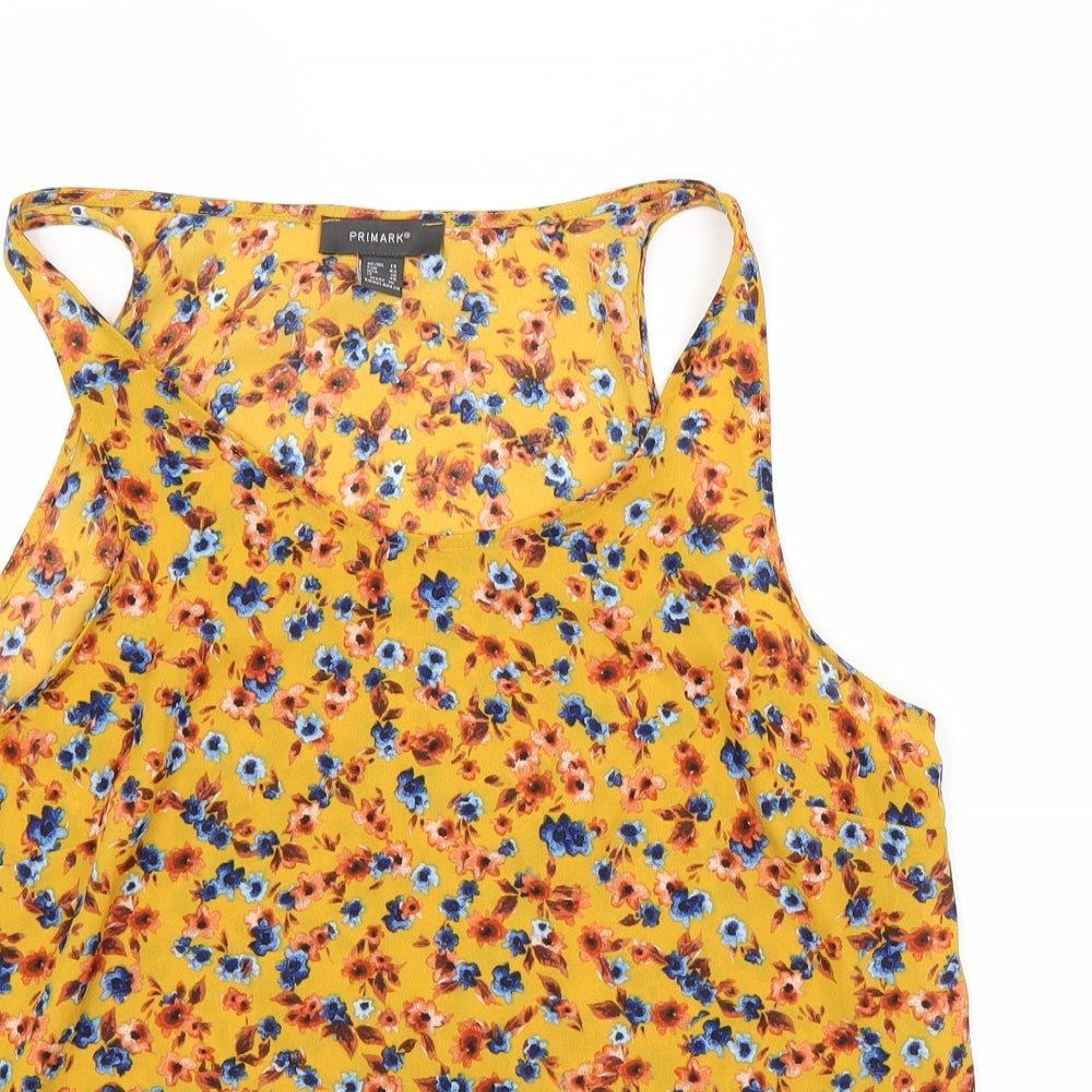 Primark Womens Yellow Floral  Basic Blouse Size 14