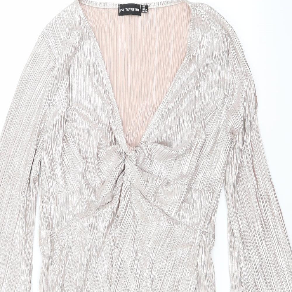 PRETTYLITTLETHING Womens Silver   A-Line  Size 18